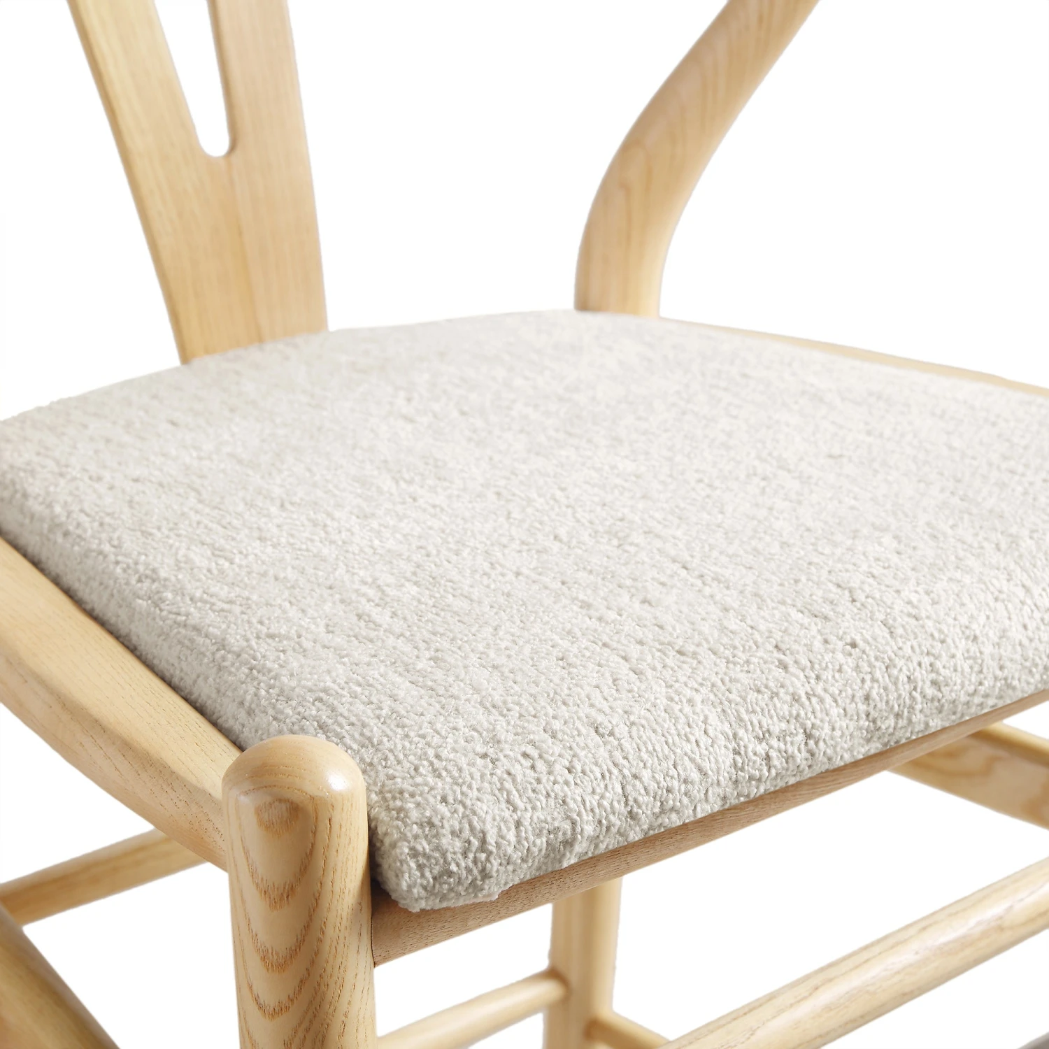 Hansel Upholstered Counter Stool, Ivory White Boucle And Natural Frame 10 Hansel Upholstered Counter Stool, Ivory White Boucle And Natural Frame - Image 10