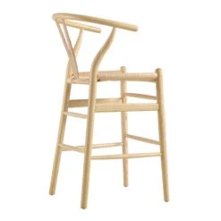 Hansel Wooden Natural Weave Counter Stool, Natural Frame -Daals XN R152 NAT WB4