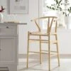 Hansel Wooden Natural Weave Counter Stool, Natural Frame