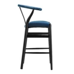 Hansel Upholstered Counter Stool, Blue Velvet And Black Frame -Daals XN R152 NAVYVEL BLACK WB3