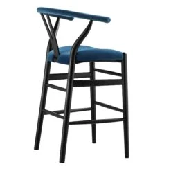 Hansel Upholstered Counter Stool, Blue Velvet And Black Frame -Daals XN R152 NAVYVEL BLACK WB4