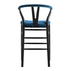 Hansel Upholstered Counter Stool, Blue Velvet And Black Frame -Daals XN R152 NAVYVEL BLACK WB5