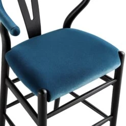 Hansel Upholstered Counter Stool, Blue Velvet And Black Frame -Daals XN R152 NAVYVEL BLACK detail2