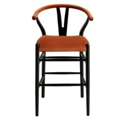 Hansel Upholstered Counter Stool, Rust Velvet And Black Frame -Daals XN R152 RUSTVEL BLACK WB1