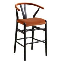 Hansel Upholstered Counter Stool, Rust Velvet And Black Frame -Daals XN R152 RUSTVEL BLACK WB2