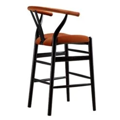 Hansel Upholstered Counter Stool, Rust Velvet And Black Frame -Daals XN R152 RUSTVEL BLACK WB4