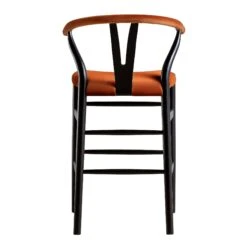 Hansel Upholstered Counter Stool, Rust Velvet And Black Frame -Daals XN R152 RUSTVEL BLACK WB5