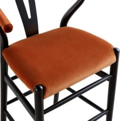 Hansel Upholstered Counter Stool, Rust Velvet And Black Frame -Daals XN R152 RUSTVEL BLACK detail2