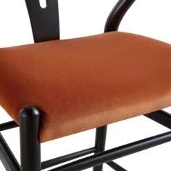 Hansel Upholstered Counter Stool, Rust Velvet And Black Frame -Daals XN R152 RUSTVEL BLACK detail3