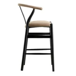 Hansel Upholstered Counter Stool, Taupe Velvet And Black Frame -Daals XN R152 TAUPEVEL BLACK WB3