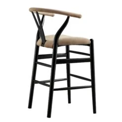 Hansel Upholstered Counter Stool, Taupe Velvet And Black Frame -Daals XN R152 TAUPEVEL BLACK WB4
