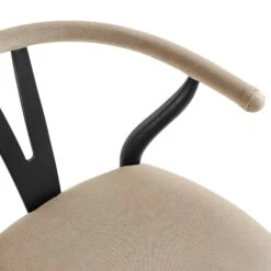 Hansel Upholstered Counter Stool, Taupe Velvet And Black Frame -Daals XN R152 TAUPEVEL BLACK detail1