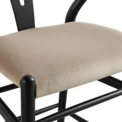 Hansel Upholstered Counter Stool, Taupe Velvet And Black Frame -Daals XN R152 TAUPEVEL BLACK detail3