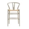 Hansel Wooden Natural Weave Counter Stool, Light Taupe Colour Frame