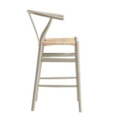 Hansel Wooden Natural Weave Counter Stool, Light Taupe Colour Frame -Daals XN R152 TAUPE WB3