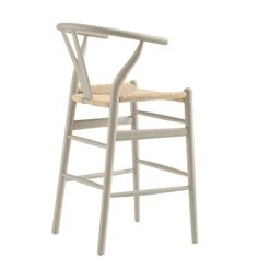 Hansel Wooden Natural Weave Counter Stool, Light Taupe Colour Frame -Daals XN R152 TAUPE WB4