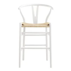 Hansel Wooden Natural Weave Counter Stool, White Frame -Daals XN R152 WHITE WB1
