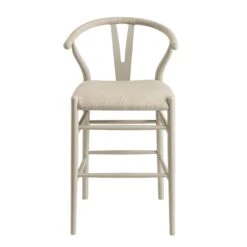 Hansel Counter Stool, Taupe Frame With Oatmeal Fabric Seat -Daals XN R154 OATFAB TAUPE WB1