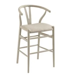 Hansel Counter Stool, Taupe Frame With Oatmeal Fabric Seat -Daals XN R154 OATFAB TAUPE WB2