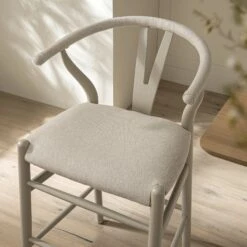 Hansel Counter Stool, Taupe Frame With Oatmeal Fabric Seat -Daals XN R154 OATFAB TAUPE scene2