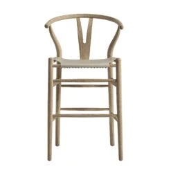 Hansel Counter Stool, Weathered Elm Frame With Light Grey Faux Leather Seat 18 Hansel Counter Stool, Weathered Elm Frame With Light Grey Faux Leather Seat -Daals XN R156 GREYPU WB1