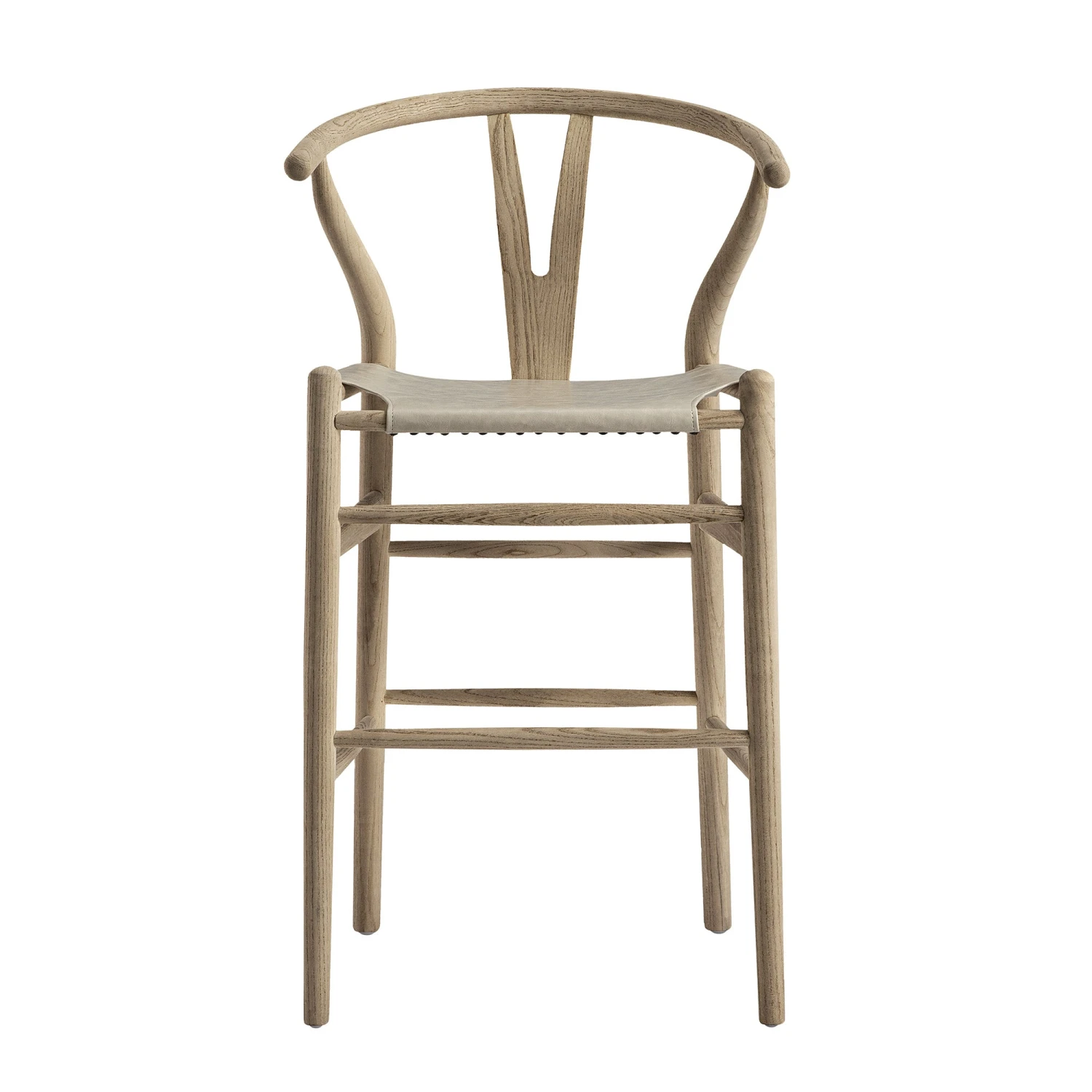 Hansel Counter Stool, Weathered Elm Frame With Light Grey Faux Leather Seat 5 Hansel Counter Stool, Weathered Elm Frame With Light Grey Faux Leather Seat - Image 5