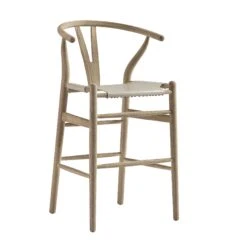 Hansel Counter Stool, Weathered Elm Frame With Light Grey Faux Leather Seat 19 Hansel Counter Stool, Weathered Elm Frame With Light Grey Faux Leather Seat -Daals XN R156 GREYPU WB2