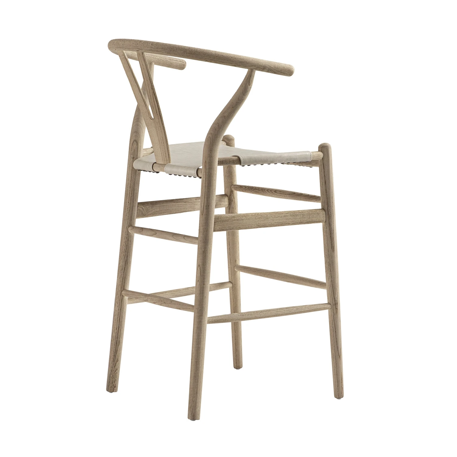 Hansel Counter Stool, Weathered Elm Frame With Light Grey Faux Leather Seat 9 Hansel Counter Stool, Weathered Elm Frame With Light Grey Faux Leather Seat - Image 9
