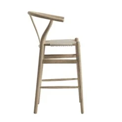 Hansel Counter Stool, Weathered Elm Frame With Light Grey Faux Leather Seat 23 Hansel Counter Stool, Weathered Elm Frame With Light Grey Faux Leather Seat -Daals XN R156 GREYPU WB4