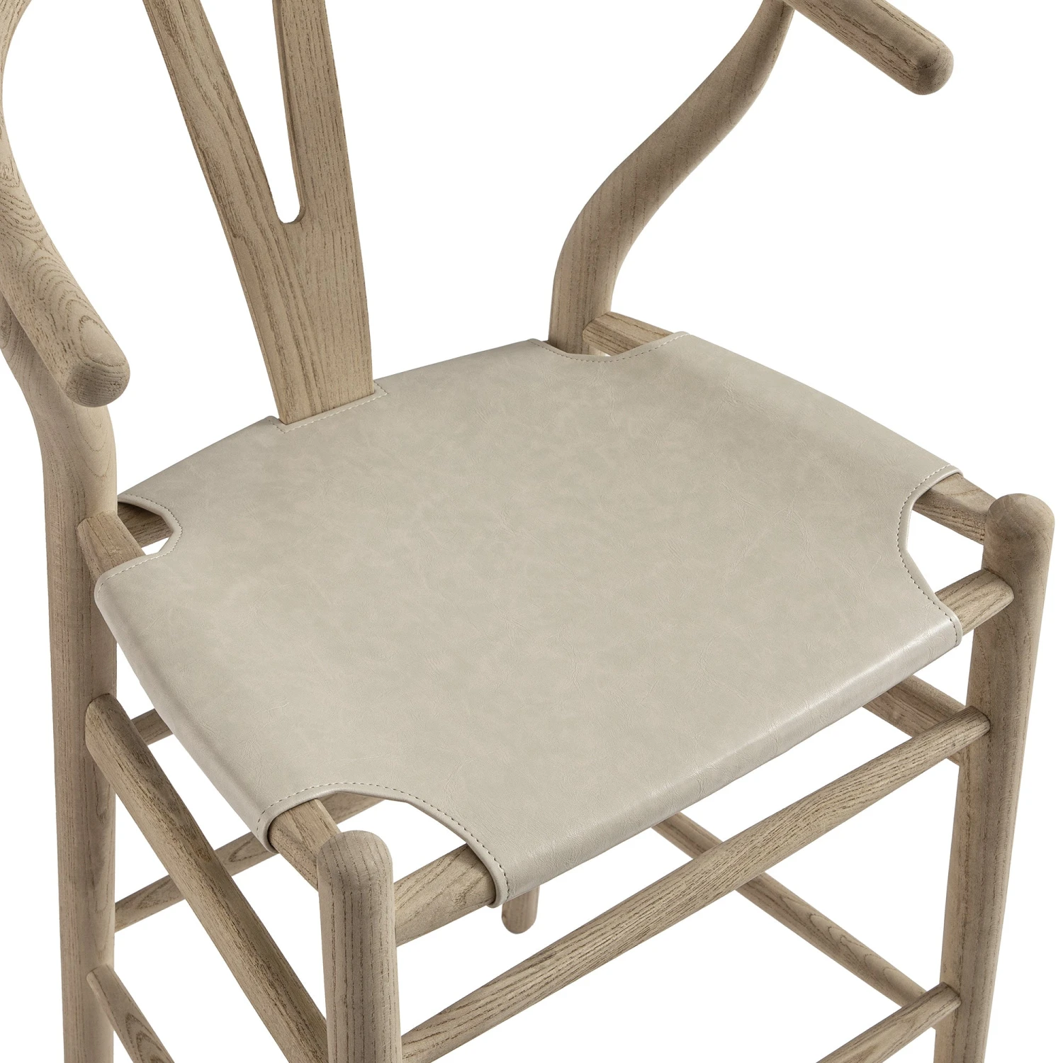 Hansel Counter Stool, Weathered Elm Frame With Light Grey Faux Leather Seat 13 Hansel Counter Stool, Weathered Elm Frame With Light Grey Faux Leather Seat - Image 13