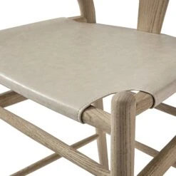 Hansel Counter Stool, Weathered Elm Frame With Light Grey Faux Leather Seat 27 Hansel Counter Stool, Weathered Elm Frame With Light Grey Faux Leather Seat -Daals XN R156 GREYPU detail3