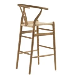 Hansel Wooden Natural Weave Bar Stool, Light Walnut Colour Frame -Daals XN R161 LIGHTWALNUT WB4