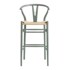 Hansel Wooden Natural Weave Bar Stool, Sage Green Frame -Daals XN R161 SAGE WB1