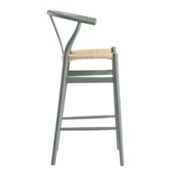 Hansel Wooden Natural Weave Bar Stool, Sage Green Frame -Daals XN R161 SAGE WB3