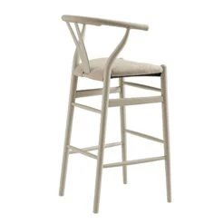 Hansel Bar Stool, Taupe Frame With Oatmeal Fabric Seat -Daals XN R163 OATFAB TAUPE WB4