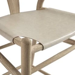 Hansel Bar Stool, Weathered Elm Frame With Light Grey Faux Leather Seat -Daals XN R165 GREYPU detail1