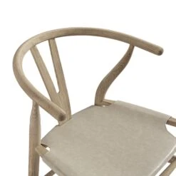 Hansel Bar Stool, Weathered Elm Frame With Light Grey Faux Leather Seat -Daals XN R165 GREYPU detail2