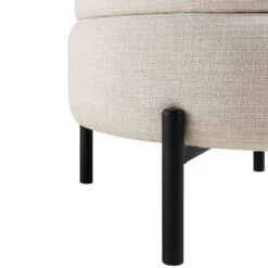 Amboise Round Storage Pouffe, Beige Linen Blend -Daals XRSF 2183 BEIGE LIN STOOL detail3
