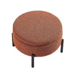 Amboise Round Storage Pouffe, Brick Boucle -Daals XRSF 2183 BRICK BOU STOOL WB3