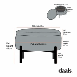 Amboise Round Storage Pouffe, Brick Boucle -Daals XRSF 2183 STOOL CHART