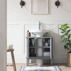 Chantilly Mid Grey Carved Bathroom Undersink Unit -Daals XXBAC 057 GREY scene2