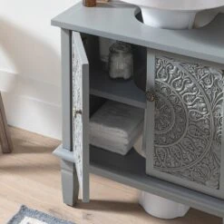 Chantilly Mid Grey Carved Bathroom Undersink Unit -Daals XXBAC 057 GREY scene5