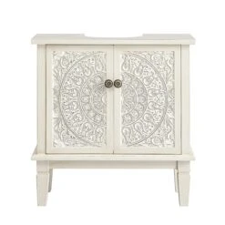 Chantilly Whitewashed Carved Bathroom Undersink Unit -Daals XXBAC 057 WHITEWASH WB1