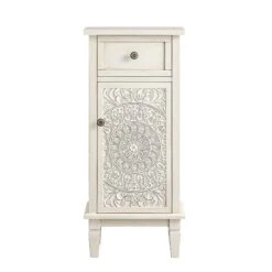 Chantilly Whitewashed Carved Bathroom Cupboard -Daals XXBAC 059 WHITEWASH WB1