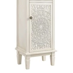 Chantilly Whitewashed Carved Bathroom Cupboard -Daals XXBAC 059 WHITEWASH detail2