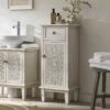 Chantilly Whitewashed Carved Bathroom Cupboard