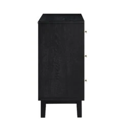 Bianca Chip Carved 1 Door 3 Drawer Small Sideboard, Antique Bronze & Black -Daals XXCAB 005 GOLD BLACK WB4