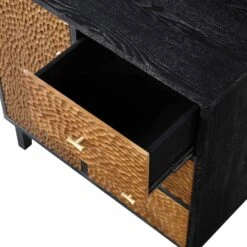 Bianca Chip Carved 1 Door 3 Drawer Small Sideboard, Antique Bronze & Black -Daals XXCAB 005 GOLD BLACK detail1