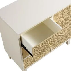 Bianca Chip Carved 1 Door 3 Drawer Small Sideboard, Sand Beige & Ivory -Daals XXCAB 005 TAUPE WHITE detail2