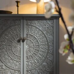 Chantilly Mid Grey Carved Small Sideboard -Daals XXCAB 017 GREY scene3